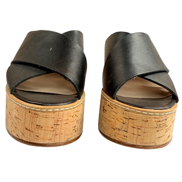 Zara Basic Collection Black Slip On Platform Cork Slide Sandals Women's EU 37 - Picture 10 of 17